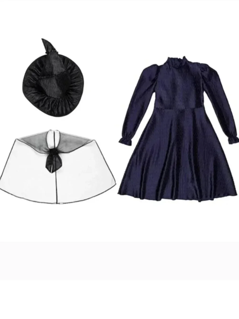 Wicked Elphaba Witch Halloween Costume 4/6 Black & Purple Dress, Cape, Hat Girls